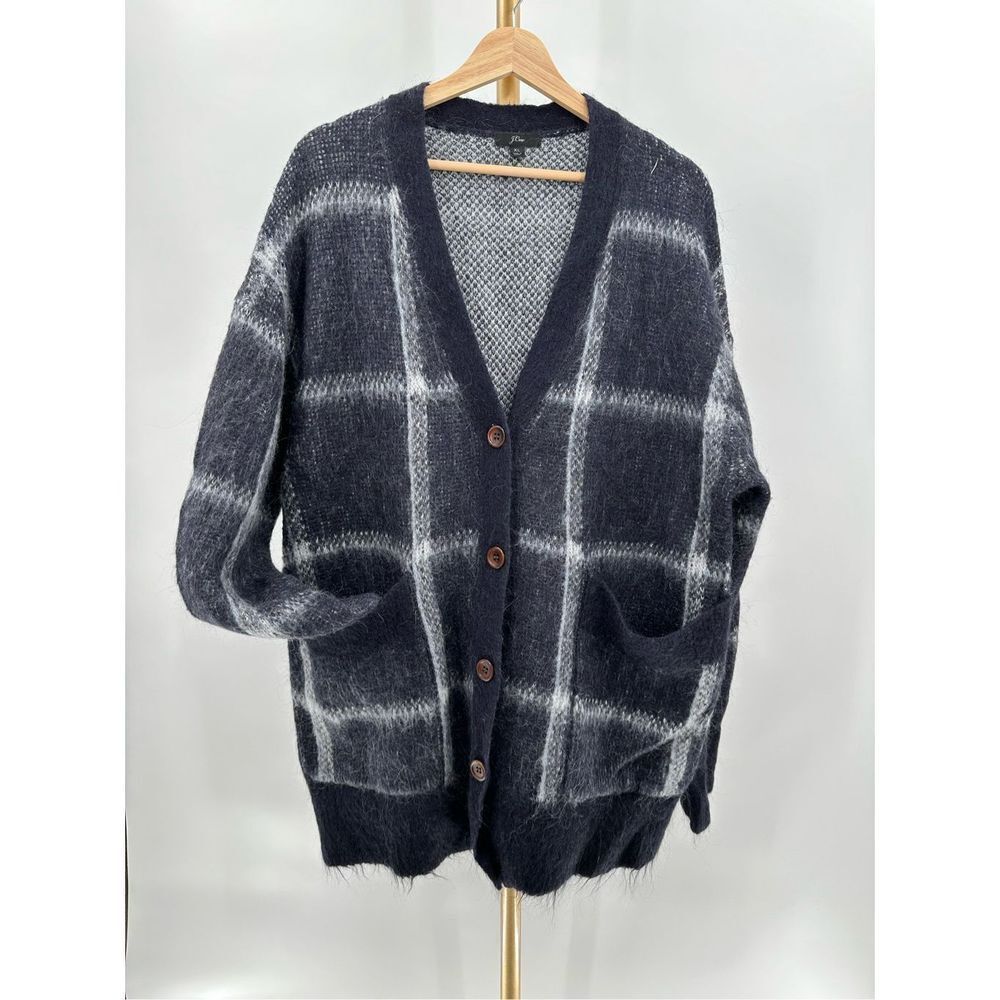 J. Crew windowpane navy white cardigan - Picture 7 of 7